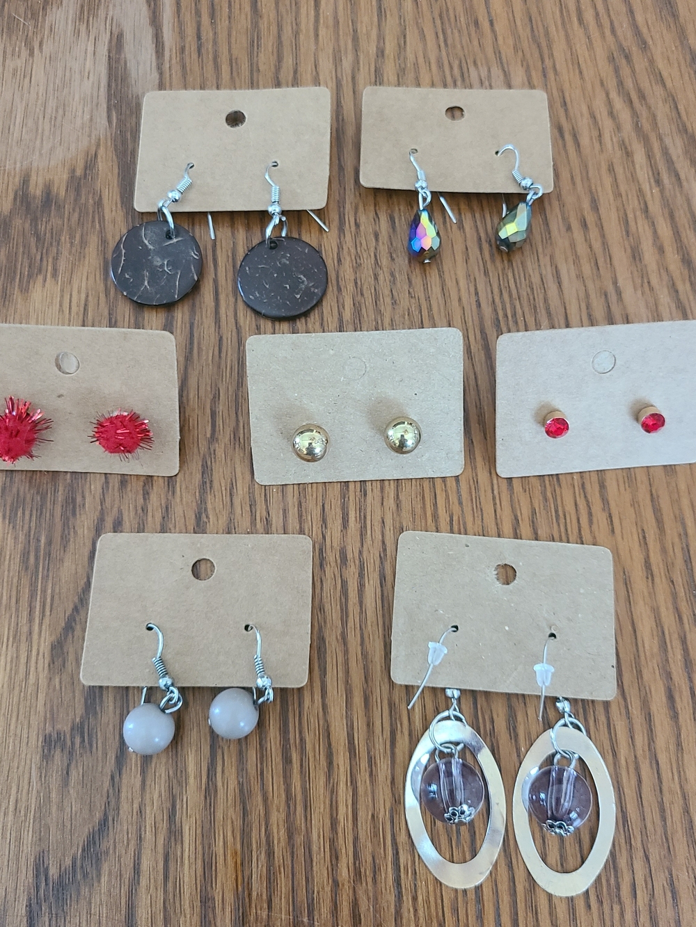 Women’s 7 Piece Mix Earring Set — Red, Gold, Black, Pink, Silver Accent